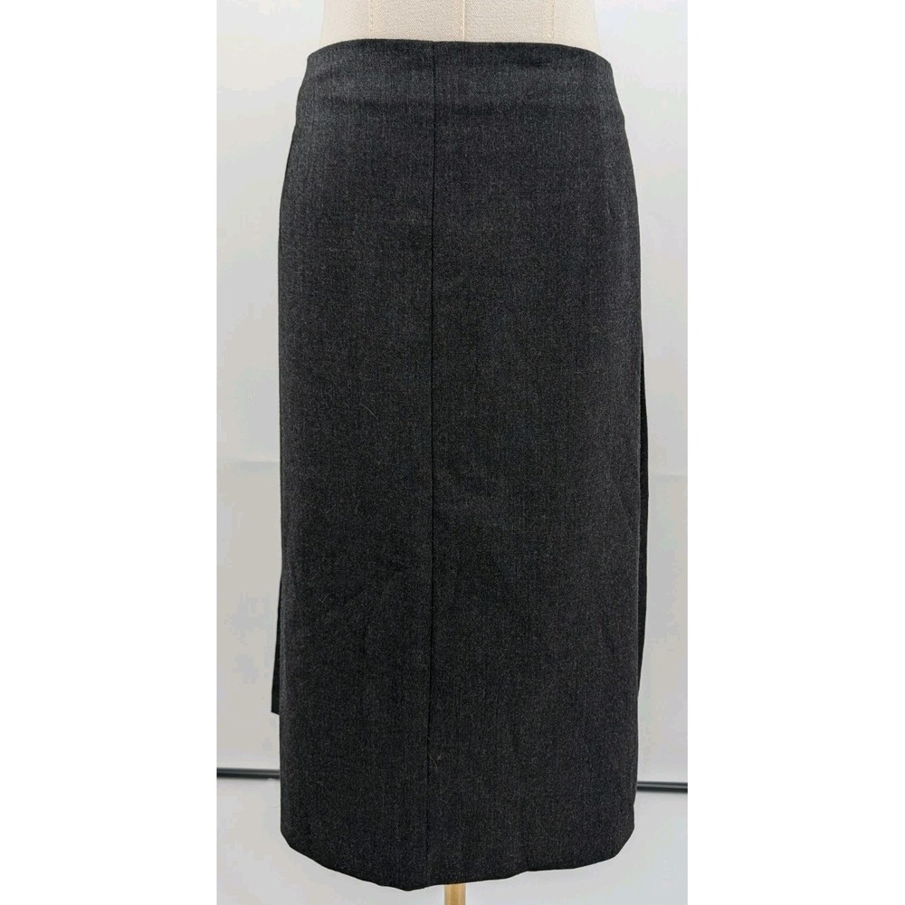 United Colors of Benetton Gray Wool Skirt Size XL Back Pleat Academia Cottage